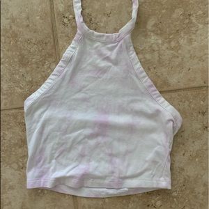pink and white tie dye halter top